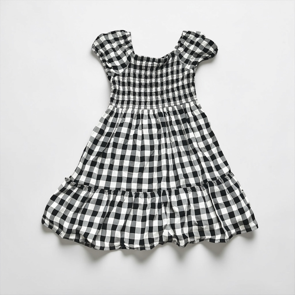 The Children’s Place Black & White Gingham Smocked Dress Size 10/12